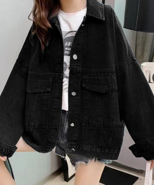 Miniministore(ミニミニストア)の「デニムジャケット レディース バックロゴ(デニムジャケット・レディース・ブラック/サックスブルー・FREE)」の13枚目の写真