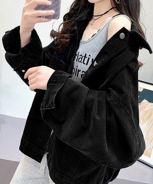 Miniministore(ミニミニストア)の「デニムジャケット レディース バックロゴ(デニムジャケット・レディース・ブラック/サックスブルー・FREE)」の12枚目の写真