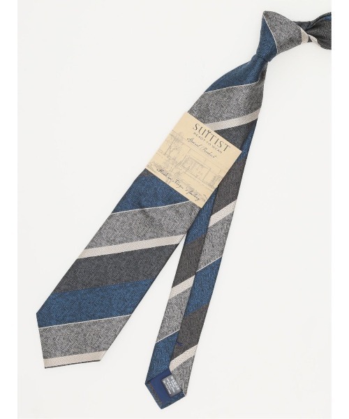 スーティスト 日本製 シルクストライプ柄 ネクタイ 8.0cm幅