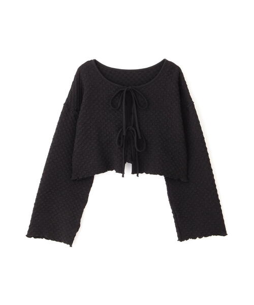 FREE'S MART(フリーズマート)の「◆前後2WAYぽこぽこリボンカーディガン(カーディガン/ボレロ・レディース・ブラック/ホワイト/イエロー・FREE)」の8枚目の写真