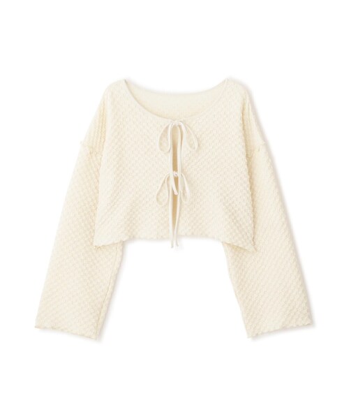 FREE'S MART(フリーズマート)の「◆前後2WAYぽこぽこリボンカーディガン(カーディガン/ボレロ・レディース・ブラック/ホワイト/イエロー・FREE)」の16枚目の写真