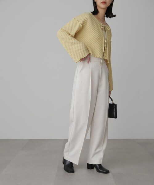 FREE'S MART(フリーズマート)の「◆前後2WAYぽこぽこリボンカーディガン(カーディガン/ボレロ・レディース・ブラック/ホワイト/イエロー・FREE)」の6枚目の写真