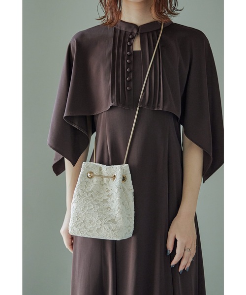 niana（ニアナ）の「2way刺繍レースショルダーバッグ 巾着 パーティーバッグ フォーマル オケージョン 結婚式 二次会 お呼ばれ（ハンドバッグ・レディース・ブラック/ベージュ/ブラウン/グリーン・FREE）」の7枚目の写真