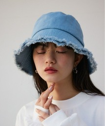 AZUL by moussy | ストラップ付きフリンジデニムバケットハット(ハット)