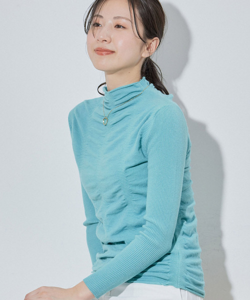 Jayro(ジャイロ)の「シャーリングニットプルオーバー(シャツ/ブラウス・レディース・ホワイト系その他/サックスブルー/ライトグリーン/ピンク/ブルー系その他6・FREE)」の1枚目の写真