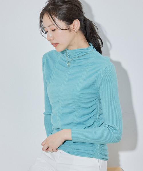 Jayro(ジャイロ)の「シャーリングニットプルオーバー(シャツ/ブラウス・レディース・ホワイト系その他/サックスブルー/ライトグリーン/ピンク/ブルー系その他6・FREE)」の6枚目の写真