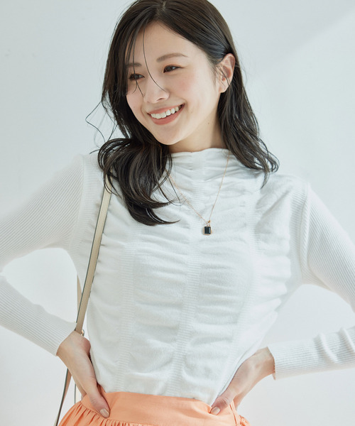 Jayro(ジャイロ)の「シャーリングニットプルオーバー(シャツ/ブラウス・レディース・ホワイト系その他/サックスブルー/ライトグリーン/ピンク/ブルー系その他6・FREE)」の15枚目の写真