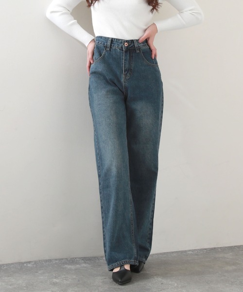 Cheek(チーク)の「シンプルデニムバギーパンツ(デニムパンツ・レディース・チャコールグレー/サックスブルー・SMALL/MEDIUM)」の1枚目の写真