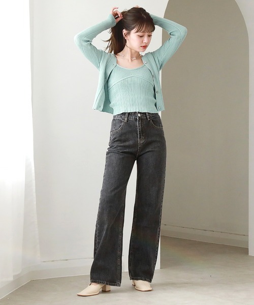 Cheek(チーク)の「シンプルデニムバギーパンツ(デニムパンツ・レディース・チャコールグレー/サックスブルー・SMALL/MEDIUM)」の2枚目の写真