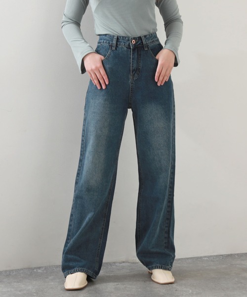 Cheek(チーク)の「シンプルデニムバギーパンツ(デニムパンツ・レディース・チャコールグレー/サックスブルー・SMALL/MEDIUM)」の8枚目の写真