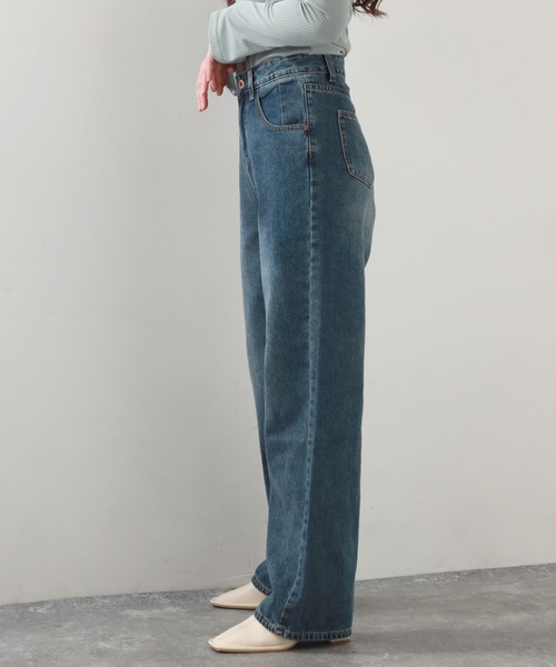 Cheek(チーク)の「シンプルデニムバギーパンツ(デニムパンツ・レディース・チャコールグレー/サックスブルー・SMALL/MEDIUM)」の9枚目の写真