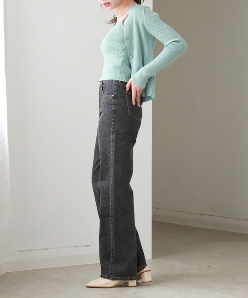 Cheek(チーク)の「シンプルデニムバギーパンツ(デニムパンツ・レディース・チャコールグレー/サックスブルー・SMALL/MEDIUM)」の3枚目の写真