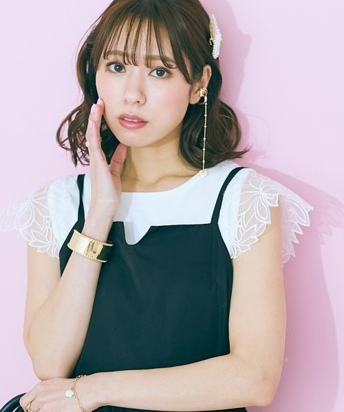 marun（マルン）の「＜大きいサイズ＞ 袖レースデザインニットトップス marun（ニット/セーター・レディース・オフホワイト/ネイビー・3L/L/5L/4L/LL）」の17枚目の写真