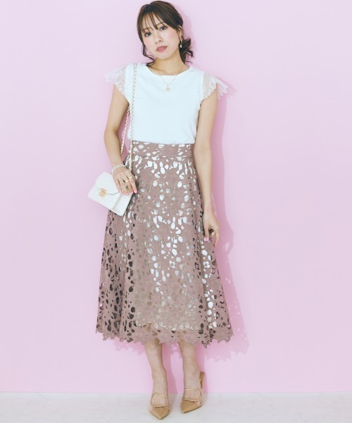 marun（マルン）の「＜大きいサイズ＞ 袖レースデザインニットトップス marun（ニット/セーター・レディース・オフホワイト/ネイビー・3L/L/5L/4L/LL）」の21枚目の写真