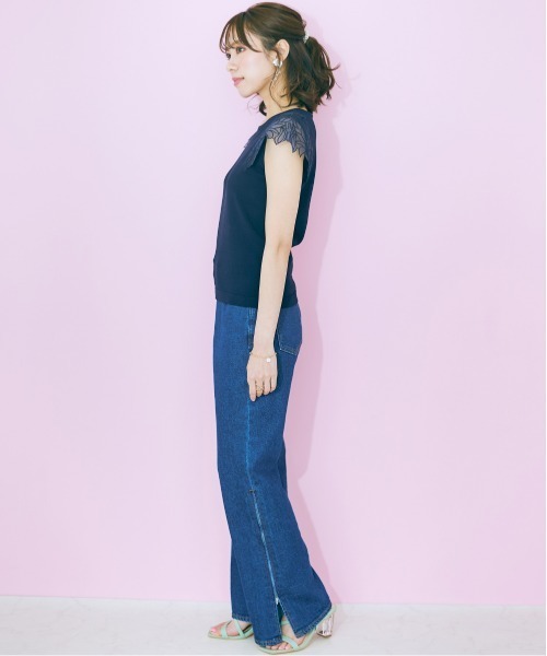 midoo♡ 【新品】コットンレースデザイントップス myke（ミーカ） コットンレースデザインカットソー【SALE/セール
