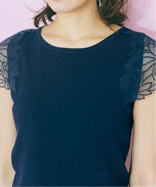 midoo♡ 【新品】コットンレースデザイントップス myke（ミーカ） コットンレースデザインカットソー【SALE/セール