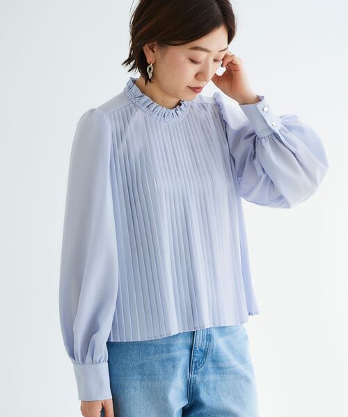 【セール】プリーツフリルネックブラウス（シャツ/ブラウス）｜le.coeur blanc（ルクールブラン）
