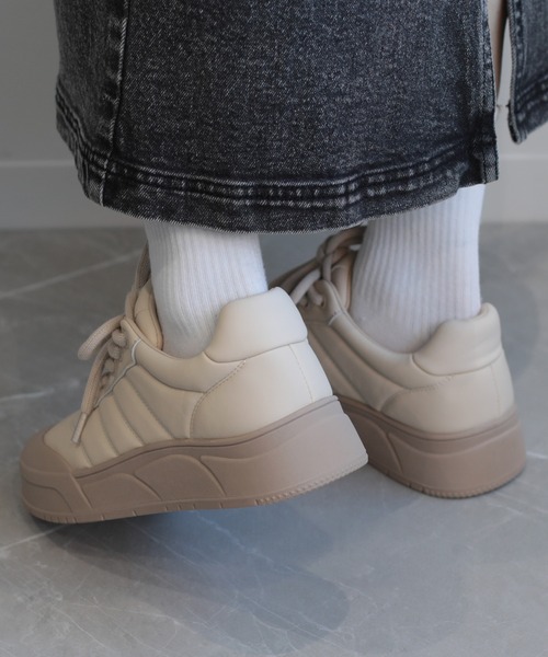 shoes365（シューズスリーシックスファイヴ）の「【shoes365】ステッチ飾り　厚底スニーカー（スニーカー・レディース・グレー/ベージュ/ブラック・24.0cm/23.5cm/23.0cm/22.5cm/25.0cm/24.5cm）」の9枚目の写真