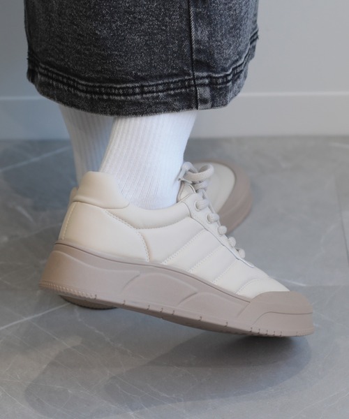shoes365（シューズスリーシックスファイヴ）の「【shoes365】ステッチ飾り　厚底スニーカー（スニーカー・レディース・グレー/ベージュ/ブラック・24.0cm/23.5cm/23.0cm/22.5cm/25.0cm/24.5cm）」の10枚目の写真
