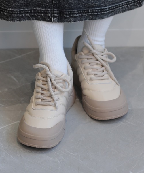 shoes365（シューズスリーシックスファイヴ）の「【shoes365】ステッチ飾り　厚底スニーカー（スニーカー・レディース・グレー/ベージュ/ブラック・24.0cm/23.5cm/23.0cm/22.5cm/25.0cm/24.5cm）」の12枚目の写真