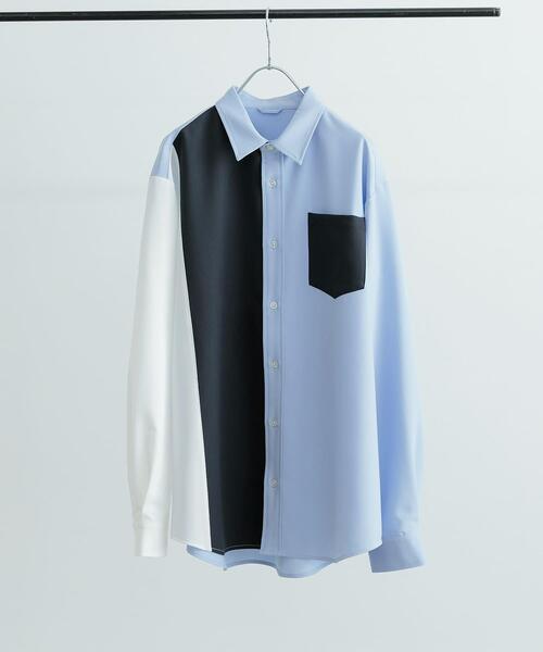 ITEMS URBANRESEARCH(アイテムズ アーバンリサーチ)の「Vertical Switch 長袖シャツ(シャツ/ブラウス・メンズ・ブルー/ライトブルー/ホワイト・MEDIUM/LARGE)」の1枚目の写真