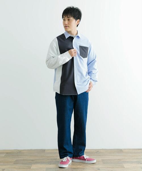 ITEMS URBANRESEARCH(アイテムズ アーバンリサーチ)の「Vertical Switch 長袖シャツ(シャツ/ブラウス・メンズ・ブルー/ライトブルー/ホワイト・MEDIUM/LARGE)」の4枚目の写真