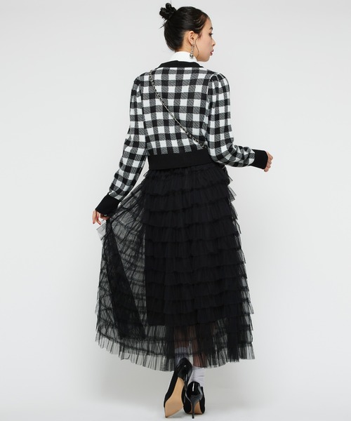 Narcissus（ナルシス）の「【Narcissus】ギンガムチェックカーディガン（カーディガン/ボレロ・レディース・レッド/ブラック・FREE）」の4枚目の写真