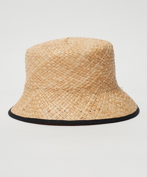 BENELLI（ベネリ）の「▲Benelli Montacone/ベネリモンタコーネ パイピングラフィアハット 天然素材 バケットハット（ハット・レディース・ベージュ/ブラック・FREE）」の4枚目の写真