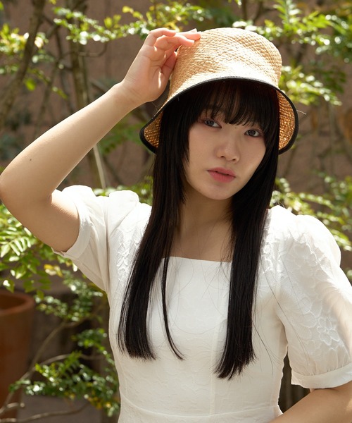 BENELLI（ベネリ）の「▲Benelli Montacone/ベネリモンタコーネ パイピングラフィアハット 天然素材 バケットハット（ハット・レディース・ベージュ/ブラック・FREE）」の13枚目の写真