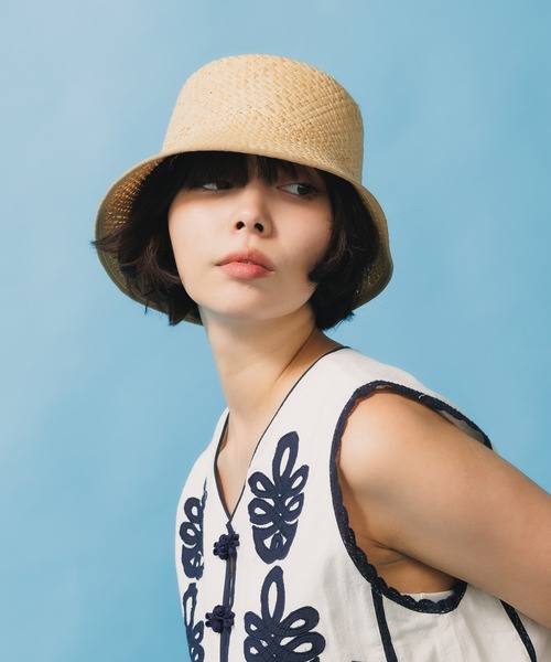 BENELLI（ベネリ）の「▲Benelli Montacone/ベネリモンタコーネ パイピングラフィアハット 天然素材 バケットハット（ハット・レディース・ベージュ/ブラック・FREE）」の15枚目の写真