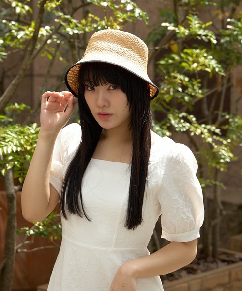 BENELLI（ベネリ）の「▲Benelli Montacone/ベネリモンタコーネ パイピングラフィアハット 天然素材 バケットハット（ハット・レディース・ベージュ/ブラック・FREE）」の12枚目の写真