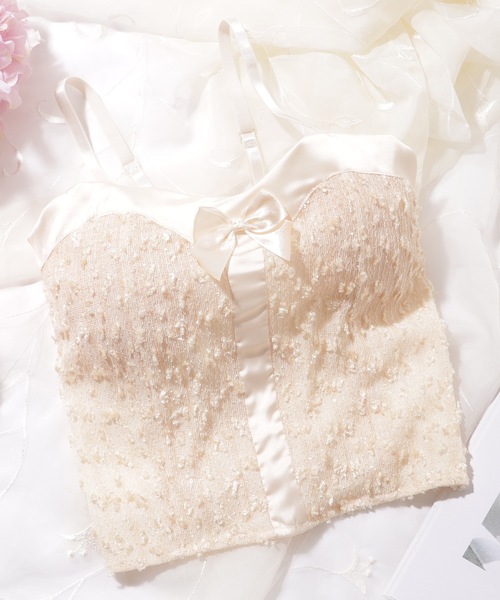 Lace Ladies(レースレディース)の「サテン リボン シャーリング カップ付き キャミソール(キャミソール・レディース・グレー/アイボリー/ホワイト/ブラック・FREE)」の8枚目の写真