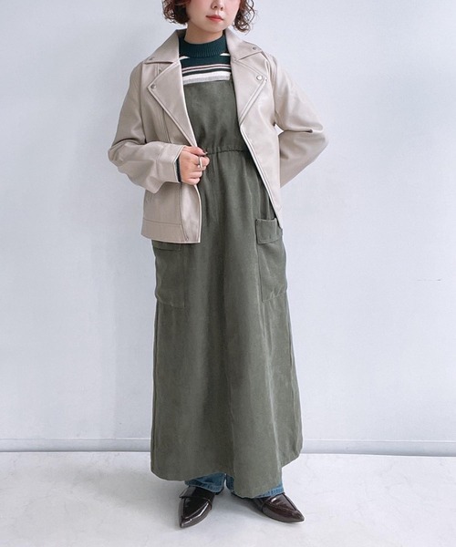 AS KNOW AS plus(アズノゥアズプラス)の「☆デザインカーゴジャンスカ(ジャンパースカート・レディース・ブラック/カーキ/ブラック系/ブラウン系1/カーキ系1/ブラック系1・FREE)」の13枚目の写真