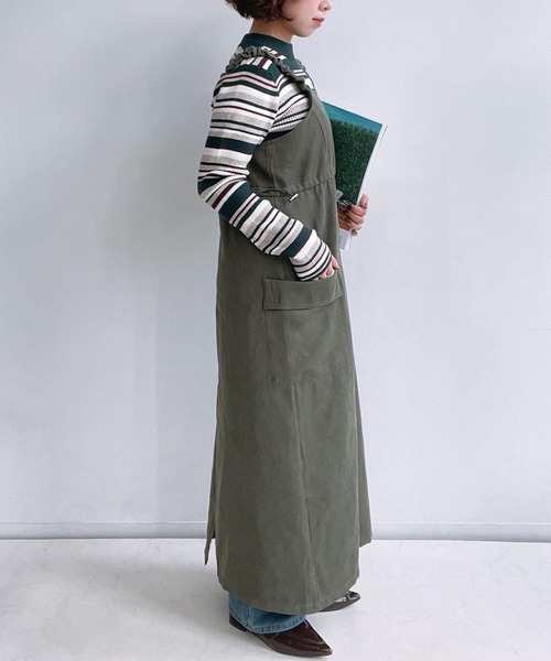 AS KNOW AS plus(アズノゥアズプラス)の「☆デザインカーゴジャンスカ(ジャンパースカート・レディース・ブラック/カーキ/ブラック系/ブラウン系1/カーキ系1/ブラック系1・FREE)」の15枚目の写真