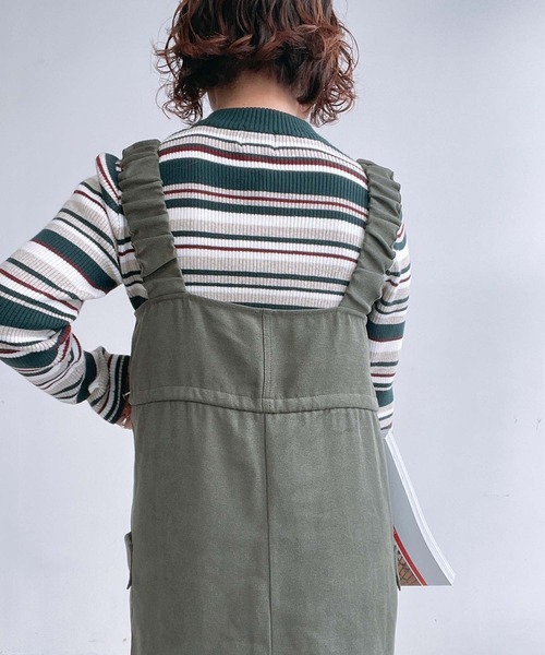 AS KNOW AS plus(アズノゥアズプラス)の「☆デザインカーゴジャンスカ(ジャンパースカート・レディース・ブラック/カーキ/ブラック系/ブラウン系1/カーキ系1/ブラック系1・FREE)」の20枚目の写真