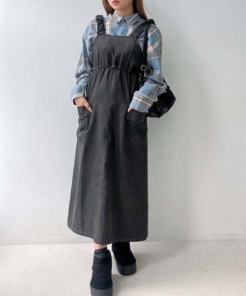 AS KNOW AS plus(アズノゥアズプラス)の「☆デザインカーゴジャンスカ(ジャンパースカート・レディース・ブラック/カーキ/ブラック系/ブラウン系1/カーキ系1/ブラック系1・FREE)」の21枚目の写真