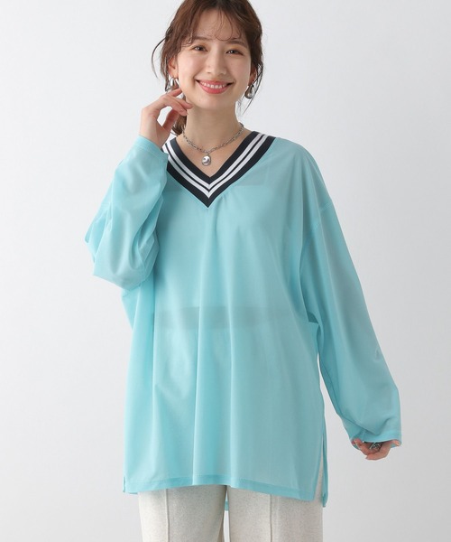 LEPSIM（レプシィム）の「ネック配色プルオーバー　108094（Tシャツ/カットソー・レディース・ブラック/オフホワイト/ターコイズブルー・FREE）」の3枚目の写真