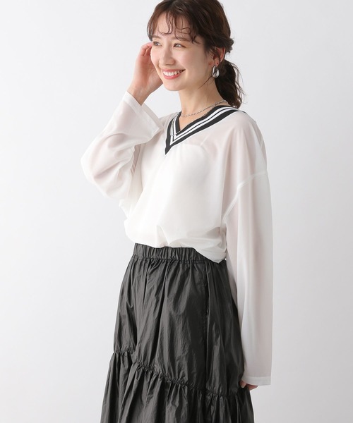 LEPSIM（レプシィム）の「ネック配色プルオーバー　108094（Tシャツ/カットソー・レディース・ブラック/オフホワイト/ターコイズブルー・FREE）」の10枚目の写真