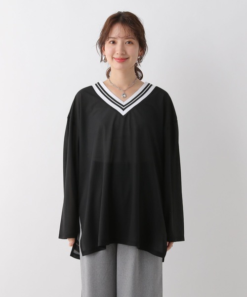 LEPSIM（レプシィム）の「ネック配色プルオーバー　108094（Tシャツ/カットソー・レディース・ブラック/オフホワイト/ターコイズブルー・FREE）」の21枚目の写真