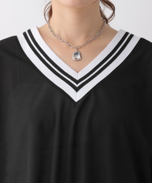 LEPSIM（レプシィム）の「ネック配色プルオーバー　108094（Tシャツ/カットソー・レディース・ブラック/オフホワイト/ターコイズブルー・FREE）」の18枚目の写真