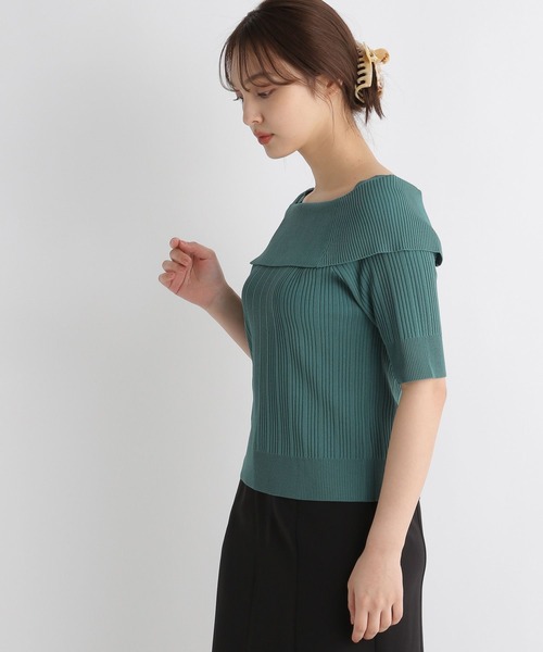 Andemiu（アンデミュウ）の「リブオフショルニット半袖119120（ニット/セーター・レディース・ブラック/オフホワイト/ピンク/グリーン・FREE）」の15枚目の写真