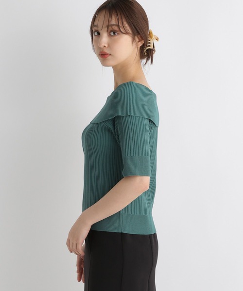 Andemiu（アンデミュウ）の「リブオフショルニット半袖119120（ニット/セーター・レディース・ブラック/オフホワイト/ピンク/グリーン・FREE）」の16枚目の写真