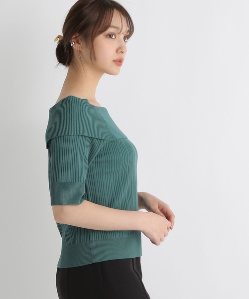 Andemiu（アンデミュウ）の「リブオフショルニット半袖119120（ニット/セーター・レディース・ブラック/オフホワイト/ピンク/グリーン・FREE）」の18枚目の写真