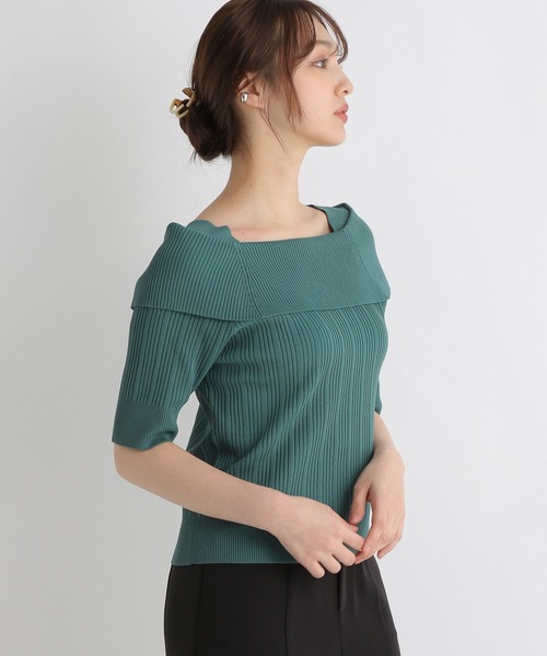 Andemiu（アンデミュウ）の「リブオフショルニット半袖119120（ニット/セーター・レディース・ブラック/オフホワイト/ピンク/グリーン・FREE）」の19枚目の写真