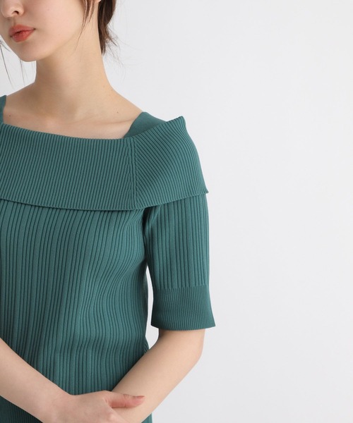 Andemiu（アンデミュウ）の「リブオフショルニット半袖119120（ニット/セーター・レディース・ブラック/オフホワイト/ピンク/グリーン・FREE）」の20枚目の写真