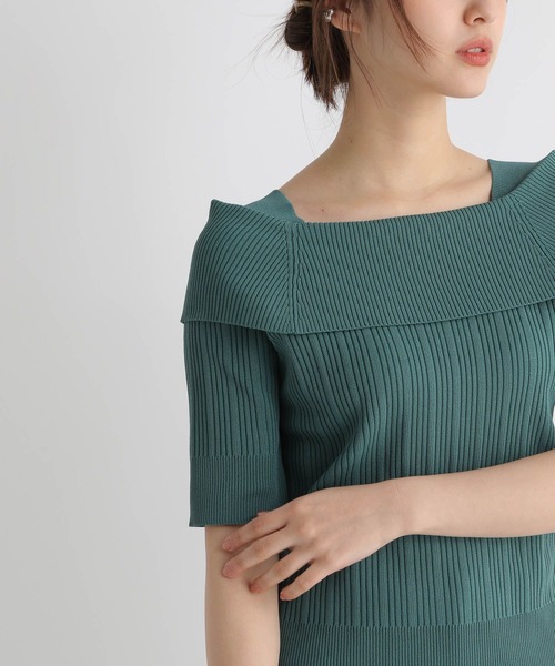 Andemiu（アンデミュウ）の「リブオフショルニット半袖119120（ニット/セーター・レディース・ブラック/オフホワイト/ピンク/グリーン・FREE）」の21枚目の写真