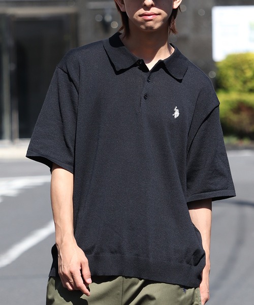 U.S. POLO ASSN.(ユーエスポロアッスン)の「【U.S. POLO ASSN./ユーエスポロアッスン】ワンポイント刺繍 半袖ニットポロシャツ(ポロシャツ・メンズ・ブラック/ベージュ系その他/ネイビー/ブルー系その他/モカ/インディゴブルー/オフホワイト/ライトベージュ・M/L/LL)」の2枚目の写真