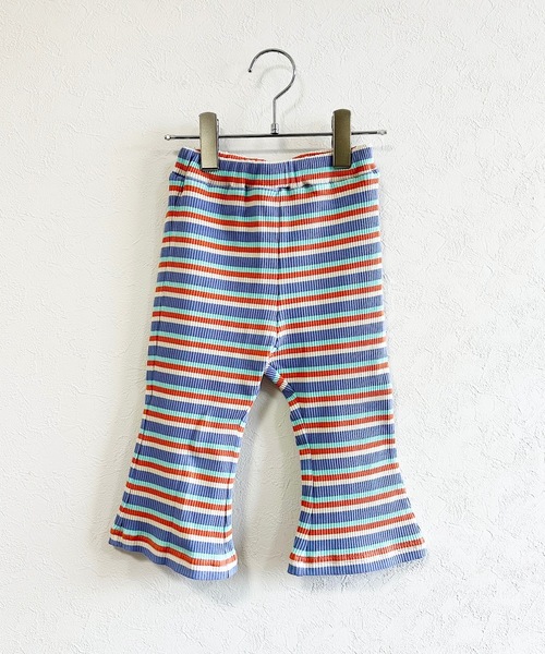 Ocean&Ground（オーシャン&グラウンド）の「リブボーダー8分丈フレアパンツ（80～120cm）（その他パンツ・キッズ・オレンジ/パープル・100/95/80/120/110/90）」の2枚目の写真