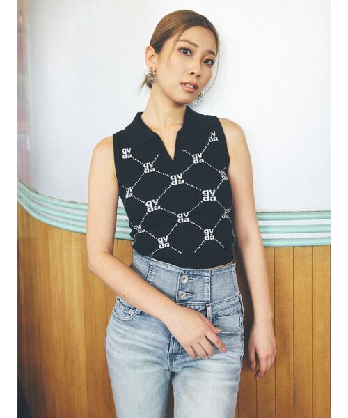 GYDAロゴ入りノースリーブニット ジェイダ GYDA SQUARE gyda MOLDアメスリニットトップス