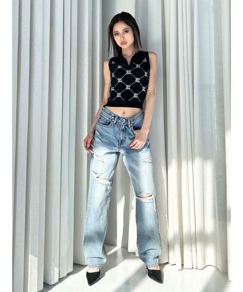 GYDA（ジェイダ）の「Square gyda ノースリPOLO KT TOPS（ニット/セーター・レディース・グリーン/オフホワイト/グレー/ブラック・FREE）」の14枚目の写真